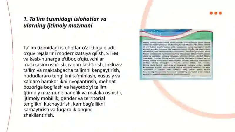 O'zbekistonda ijtimoiy sohada amalga oshiril ayotgan o'zgarishlar mazmun va mohiyati 3