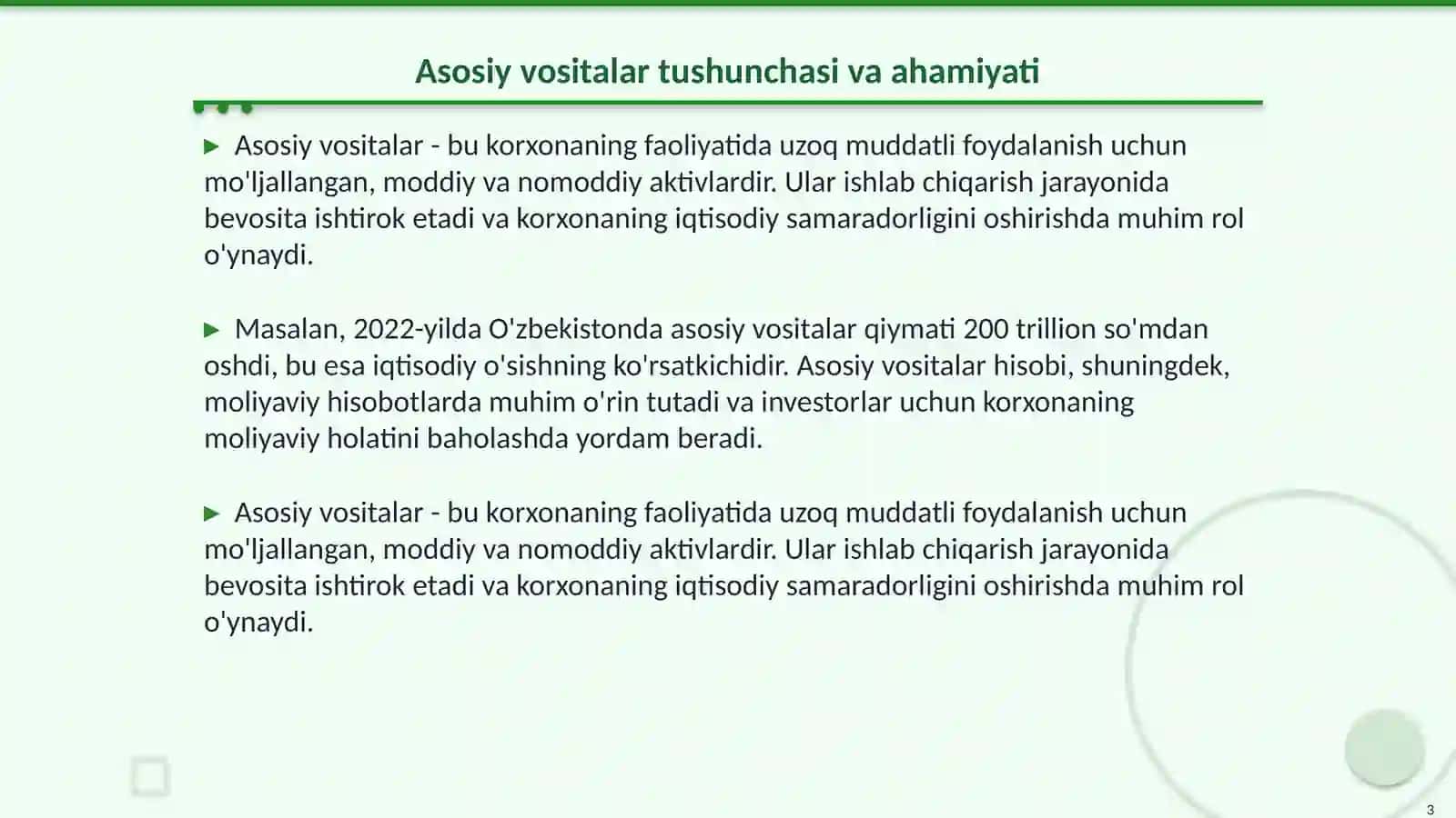 Asosiy vositalar hisobi 3