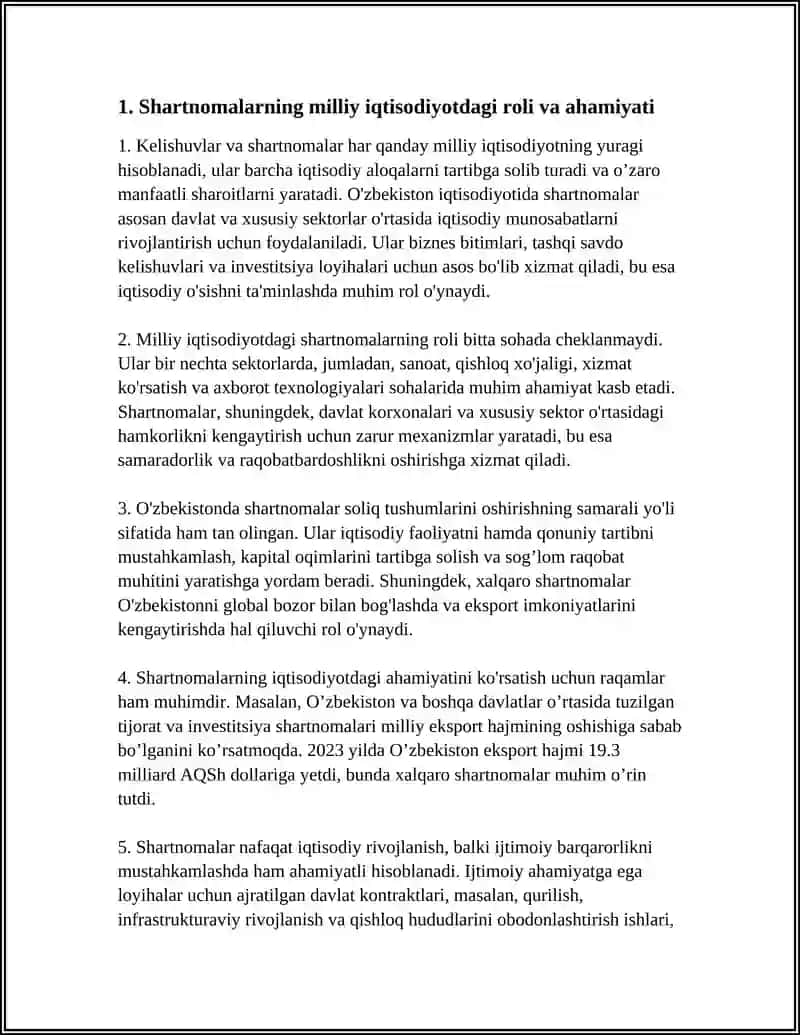 O'ZBEKISTON IQTISODIYOTIDA SHARTNOMALARNING O'RNI 3