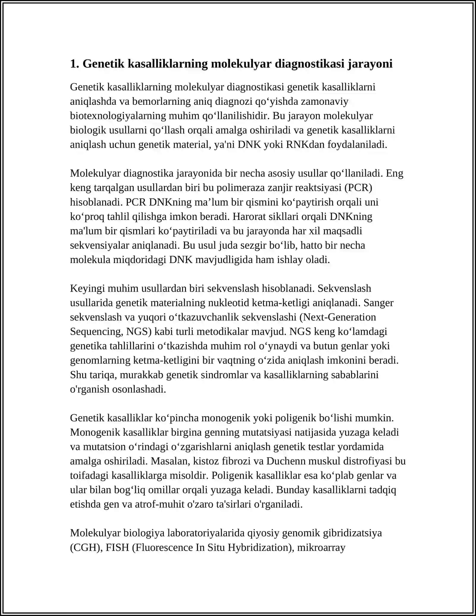 GENETIK XASTALIKLARNING MOLEKULYAR DIAGNOSTIKASI ASOSLARI 3