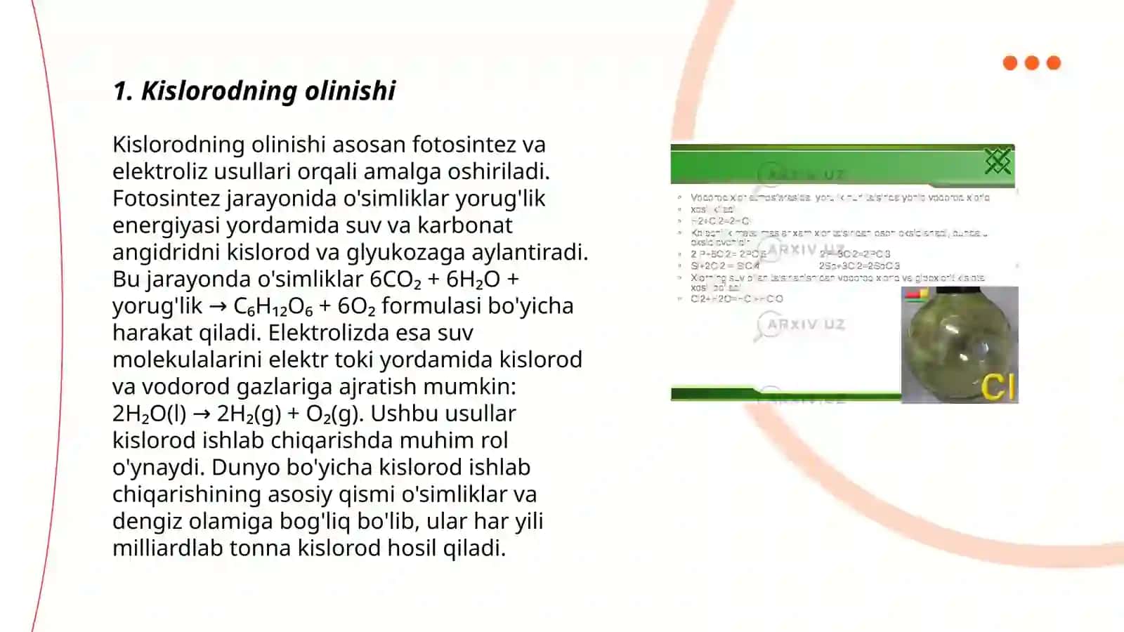 Kislorod va ozonning olinishi va xossalari 3