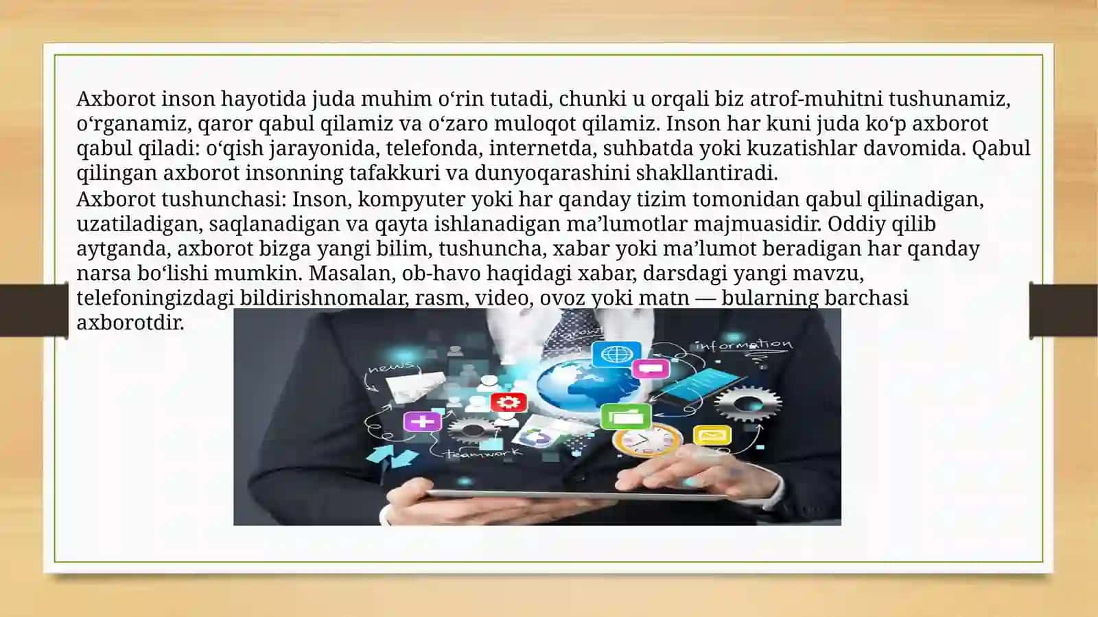 Axborotning jamiyatdagi o`rni va ahmiyati 3