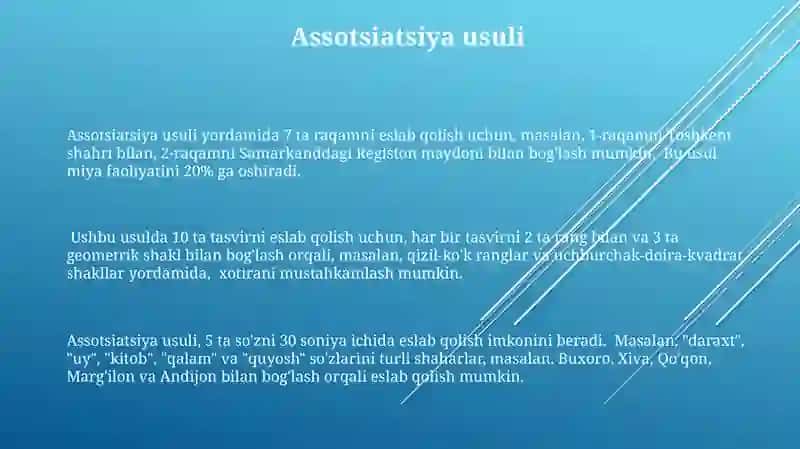 Xotira Texnikalari va Usullari 3