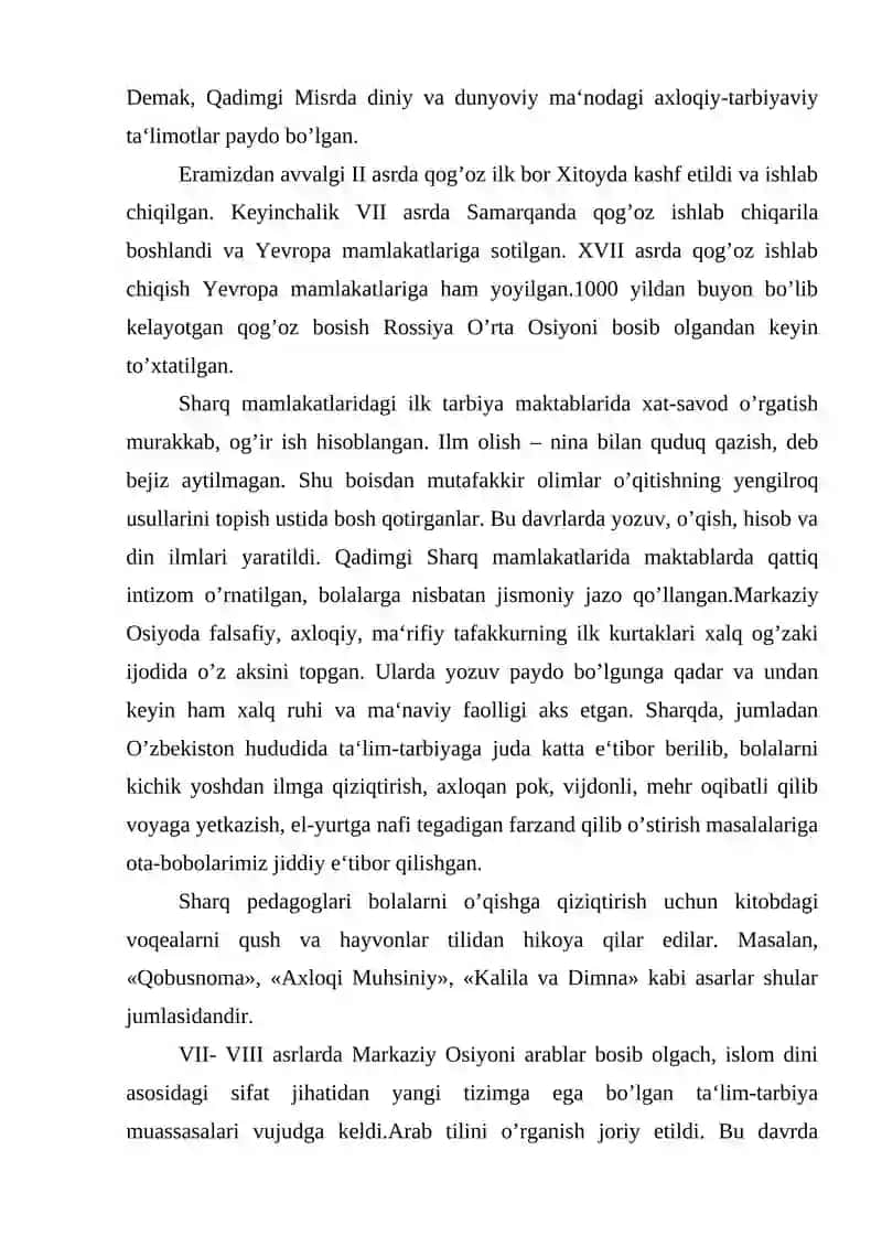 Jahon pedagogika fanining rivojlanish tarixi. 3