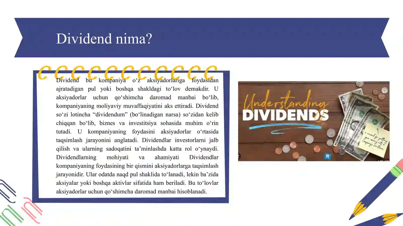 Dividend tushunchasi va uning turlari 3