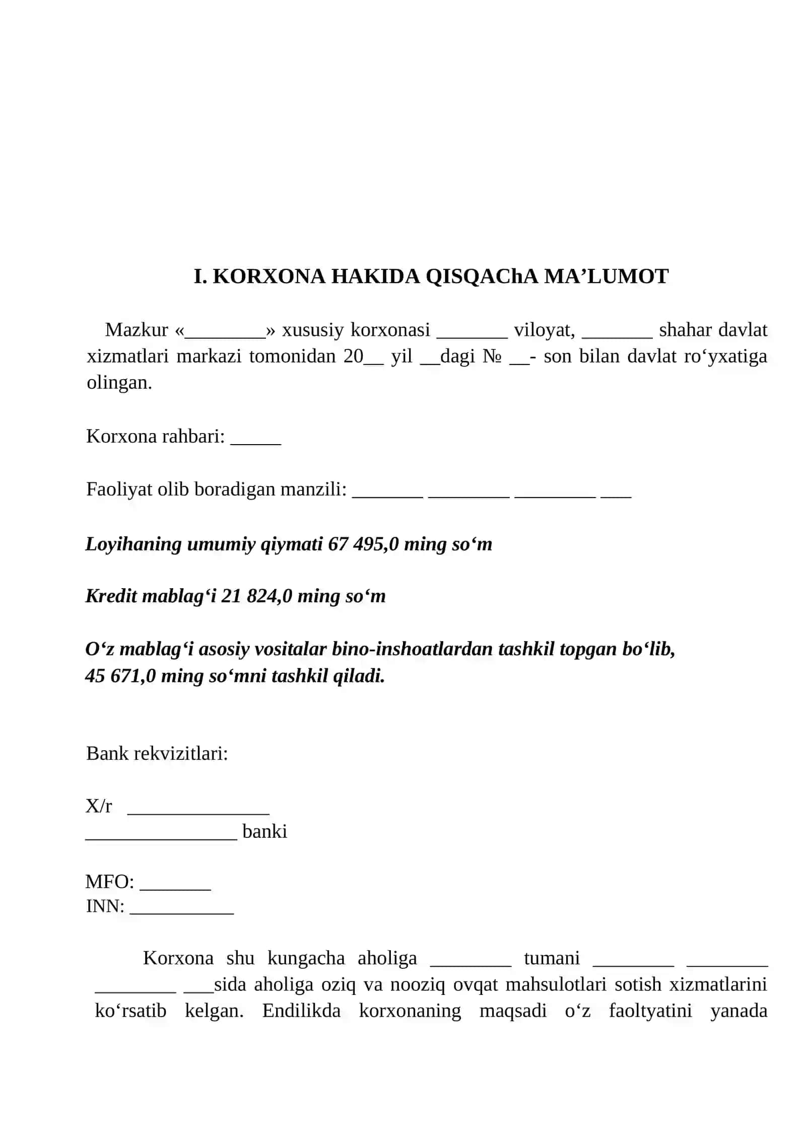 Non   mahsulotlari ishlab chiqarish BIZNES REJA 2026 3