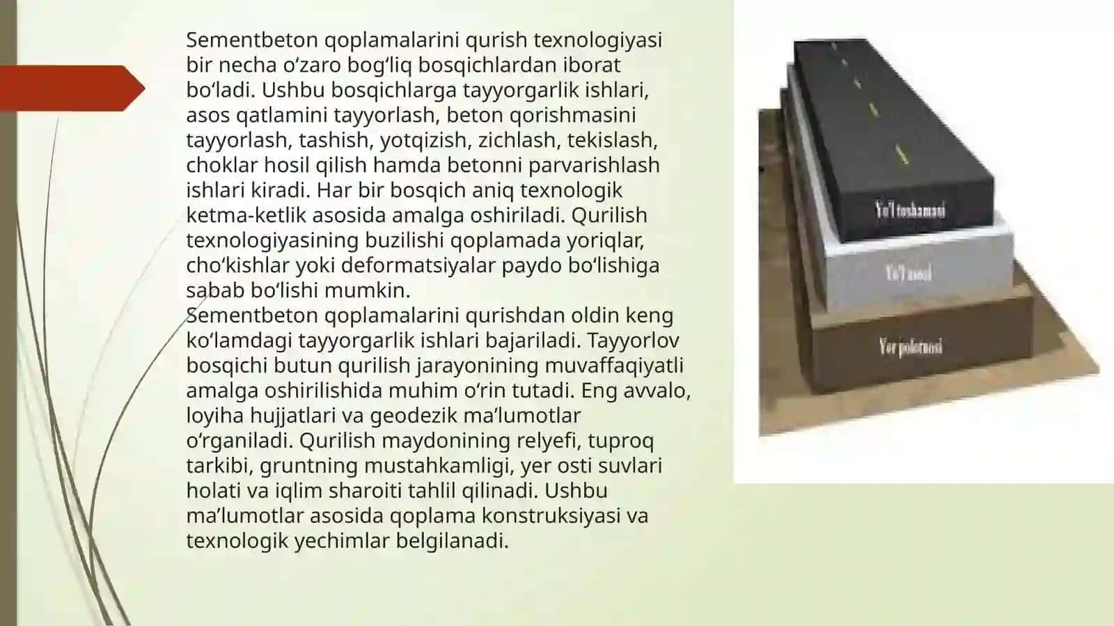 Sementbeton qoplamalarini qurish texnologik jarayonlari. Sifat nazorati 3
