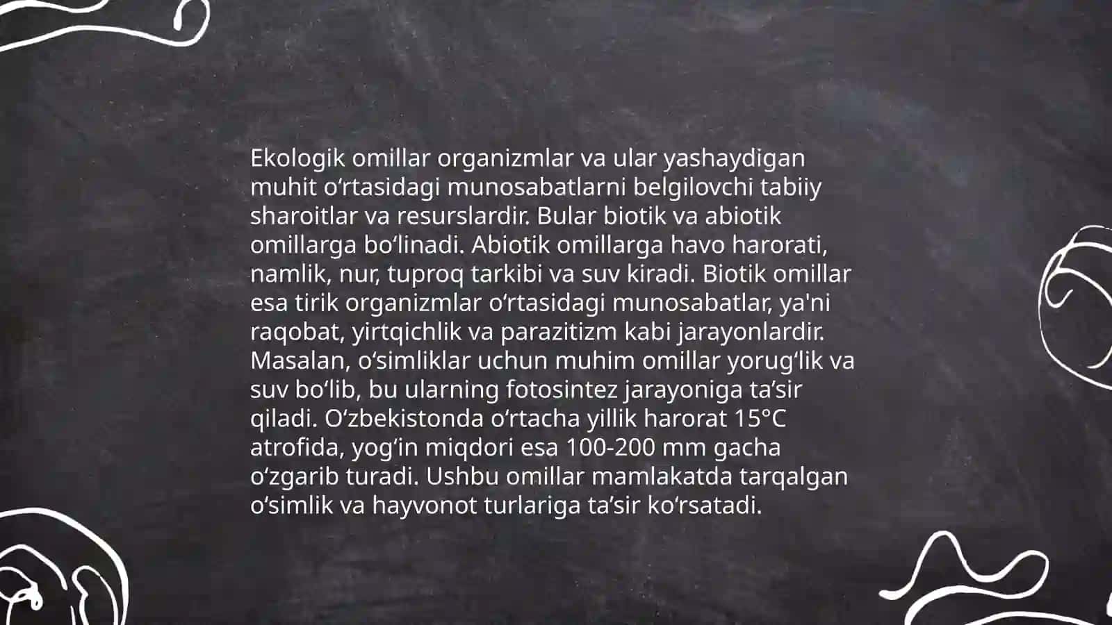 Organizm va muhit orasidagi õzaro ta'sirlashuvi 3