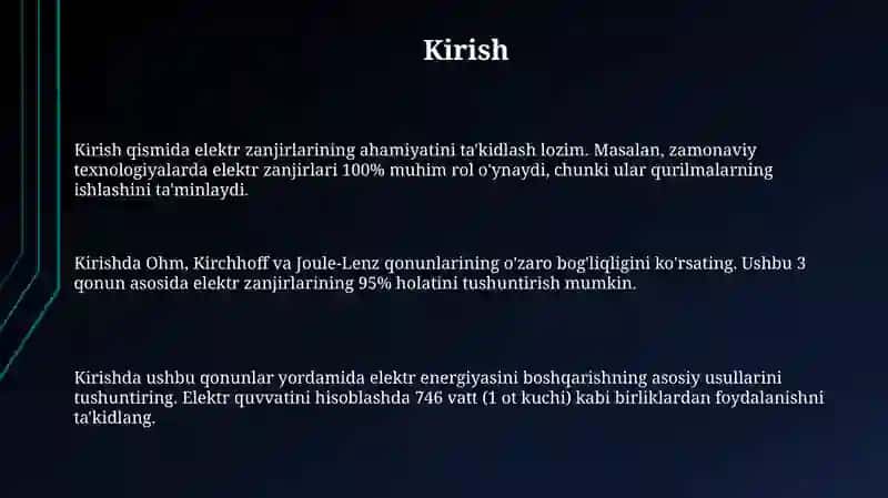 Elektr Zanjiri Asosi Qonunlari 3