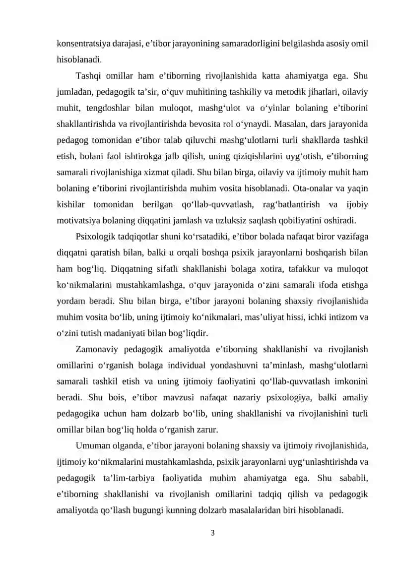 E'tiborning shakllanishi va rivojlanish omillari 3