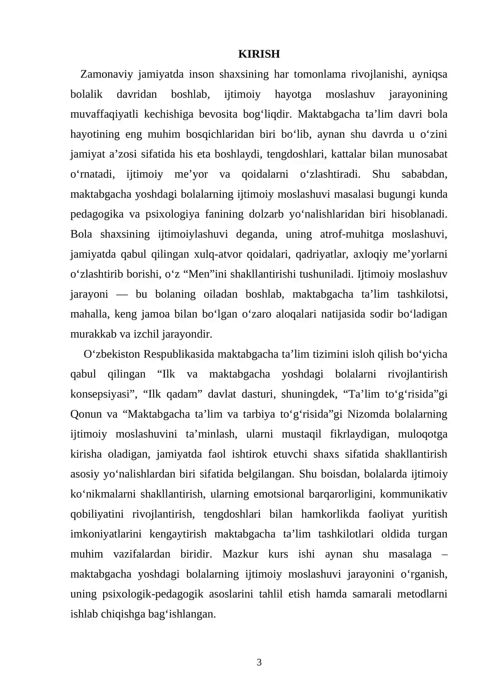 KURS ISHI "Maktabgacha yoshdagi bolalar ijtimoyilashuvi" 3