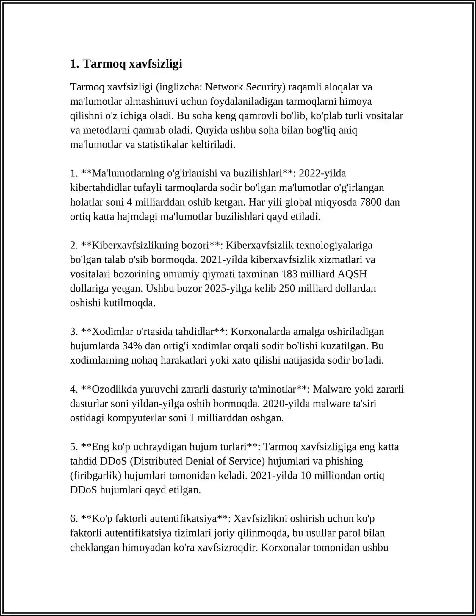 KOMPYUTER TARMOQLARIDAGI TAHDID, HUJUMLAR VA ULARDAGI ZAIFLIK 3