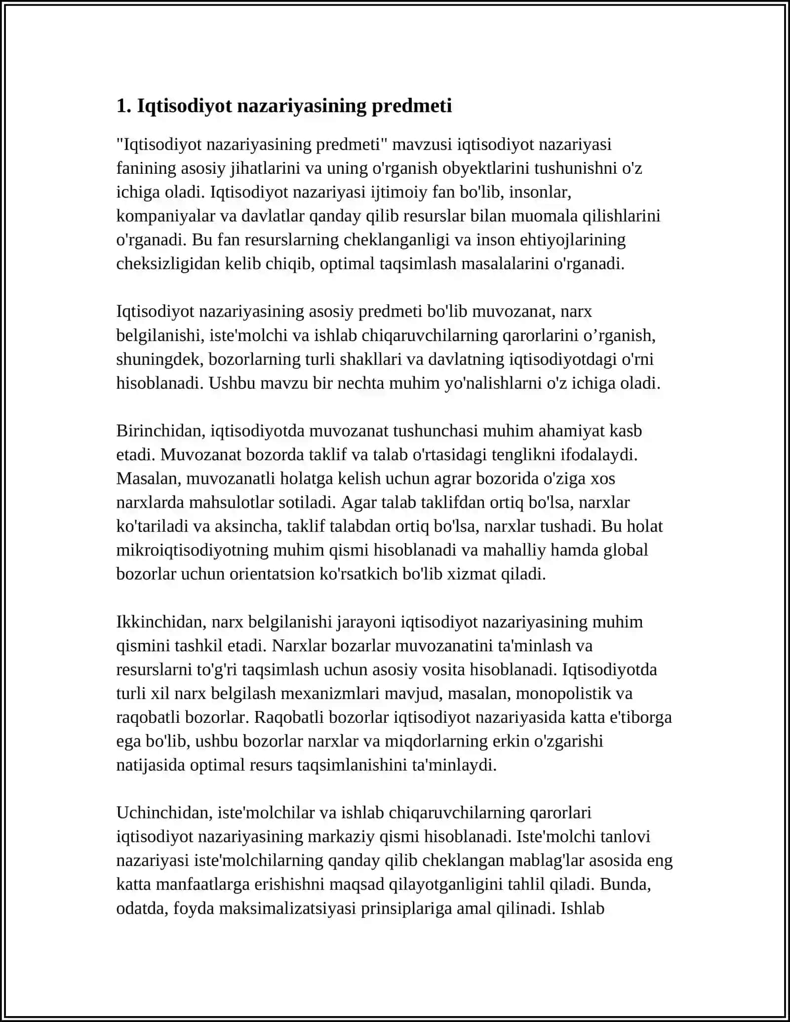 IQTISODIYOT NAZARIYASI FANINING PREDMETI VA VAZIFALARI 3