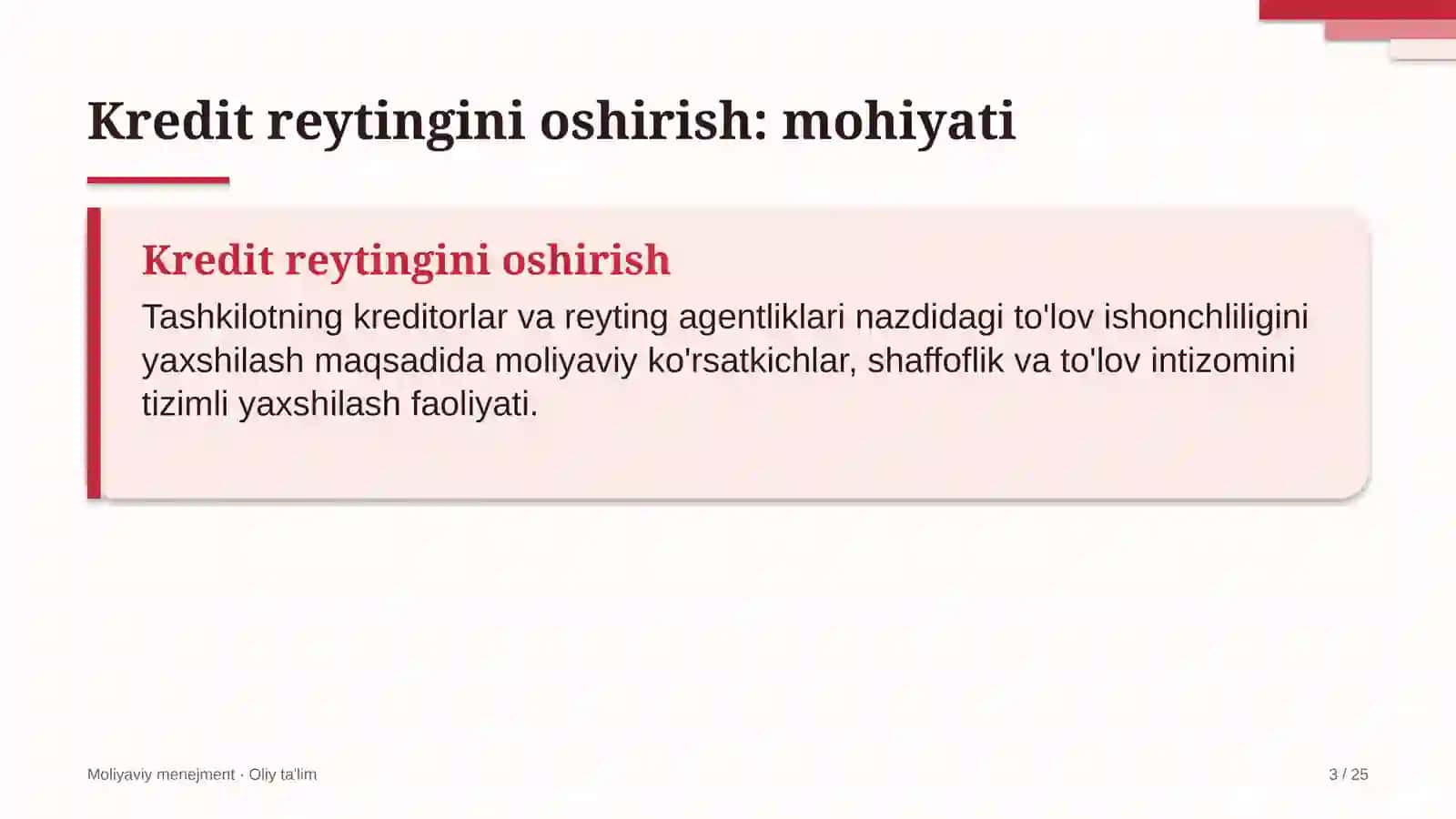Sanoatda kredit reytingini oshirish 3