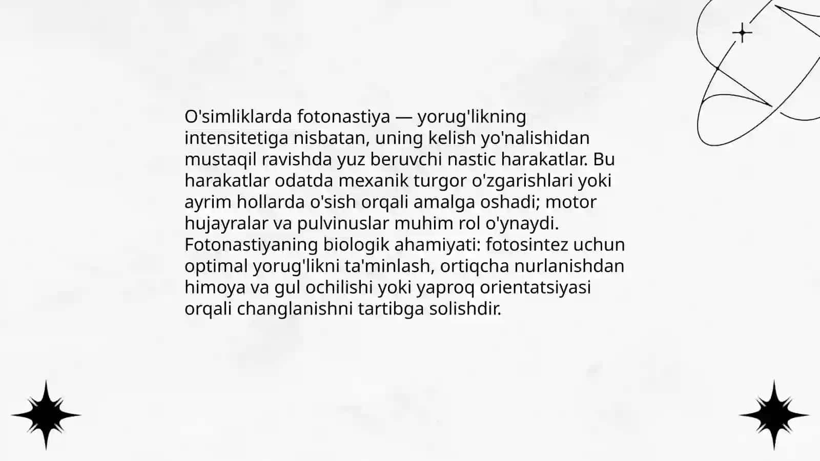 O'simliklarda fotonastiya 3