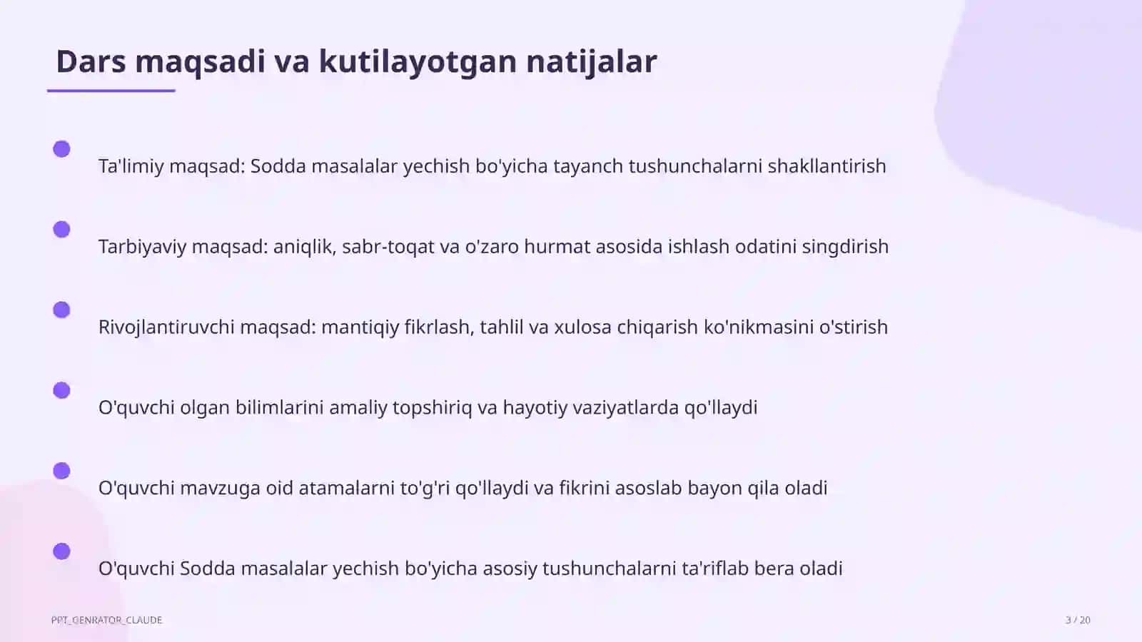 Sodda masalalar yechish (1-sinf) 3