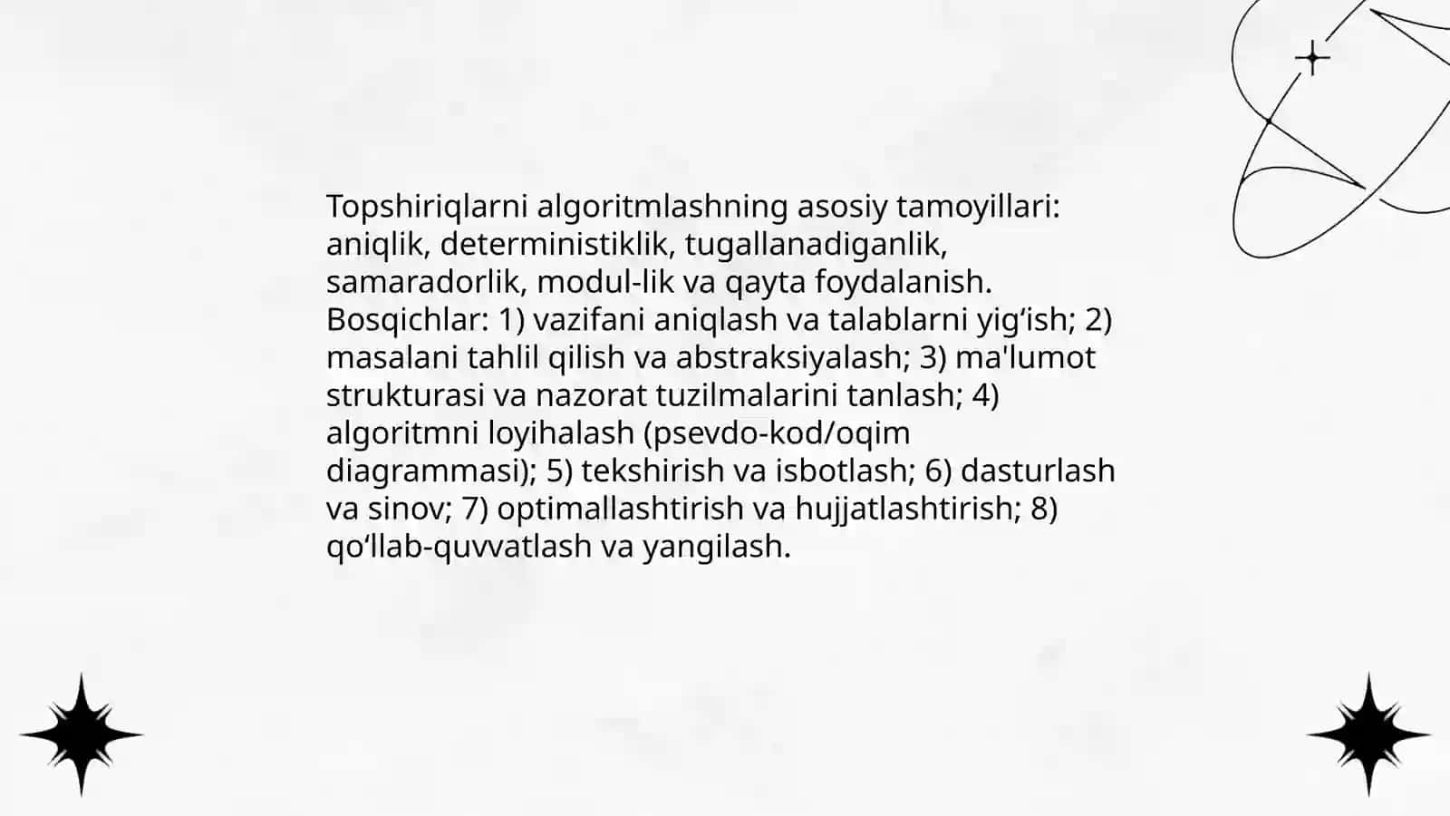 Topshiriqlarni algoritmlash 3