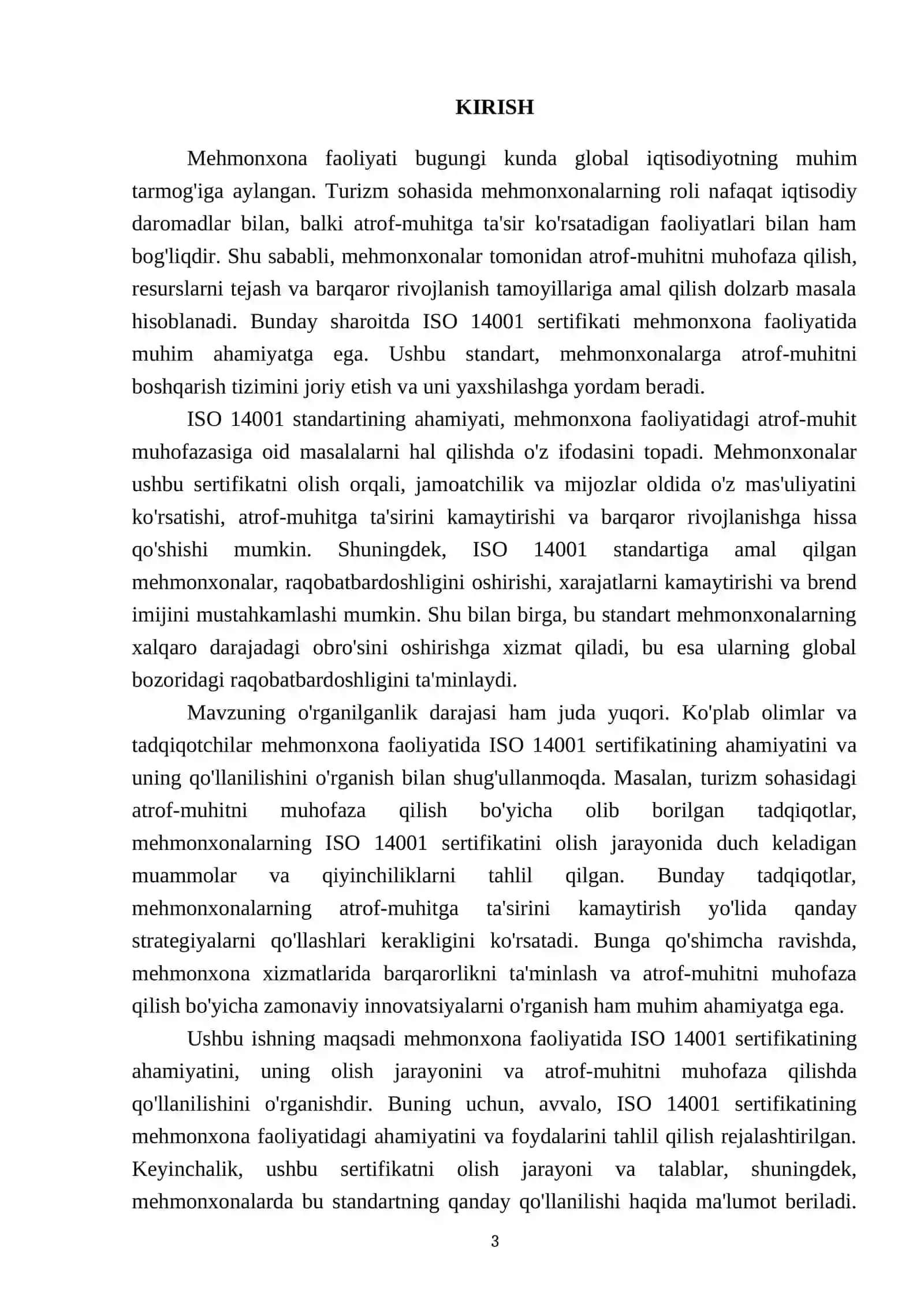 Mehmonxona faoliyatida ISO14001 sertifikati 3