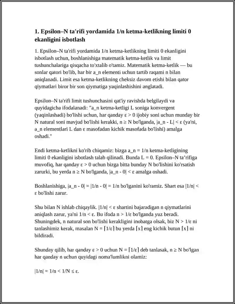 SONLI KETMA-KETLIK LIMITLARINI TA'RIFLASH YORDAMIDA HISOBLASH 3