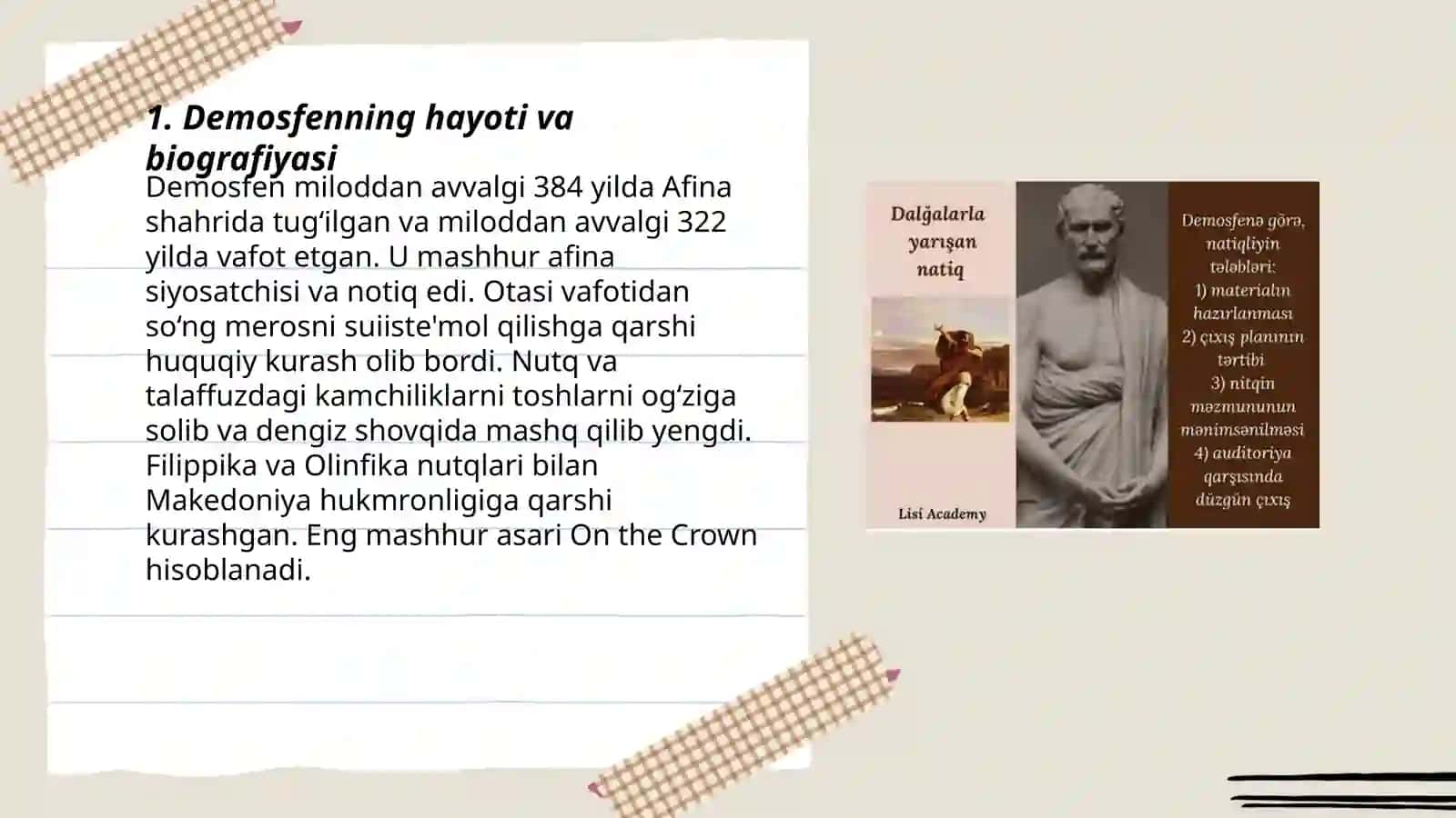 Demosfenning hayoti va biografiyasi 3