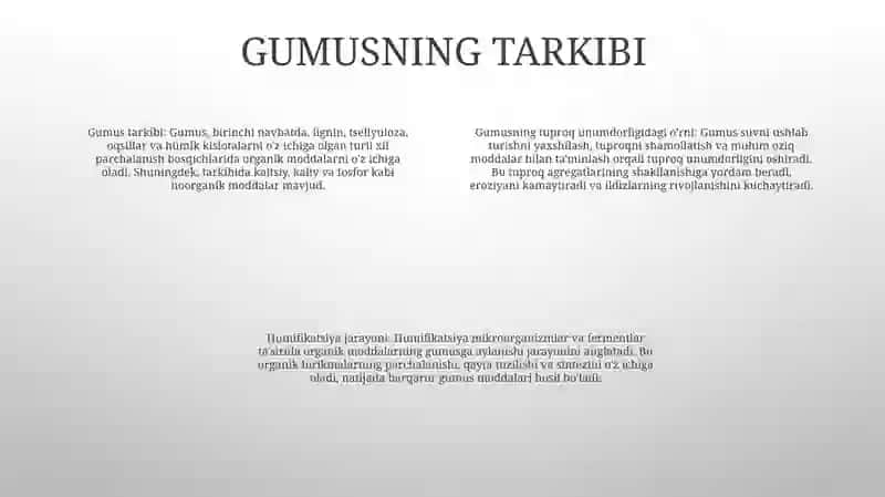 Tuproq Gumusi Va Unumdorligi 3