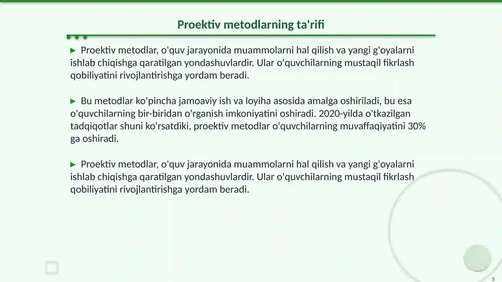 Proektiv metodlar va yondashuvlar 3