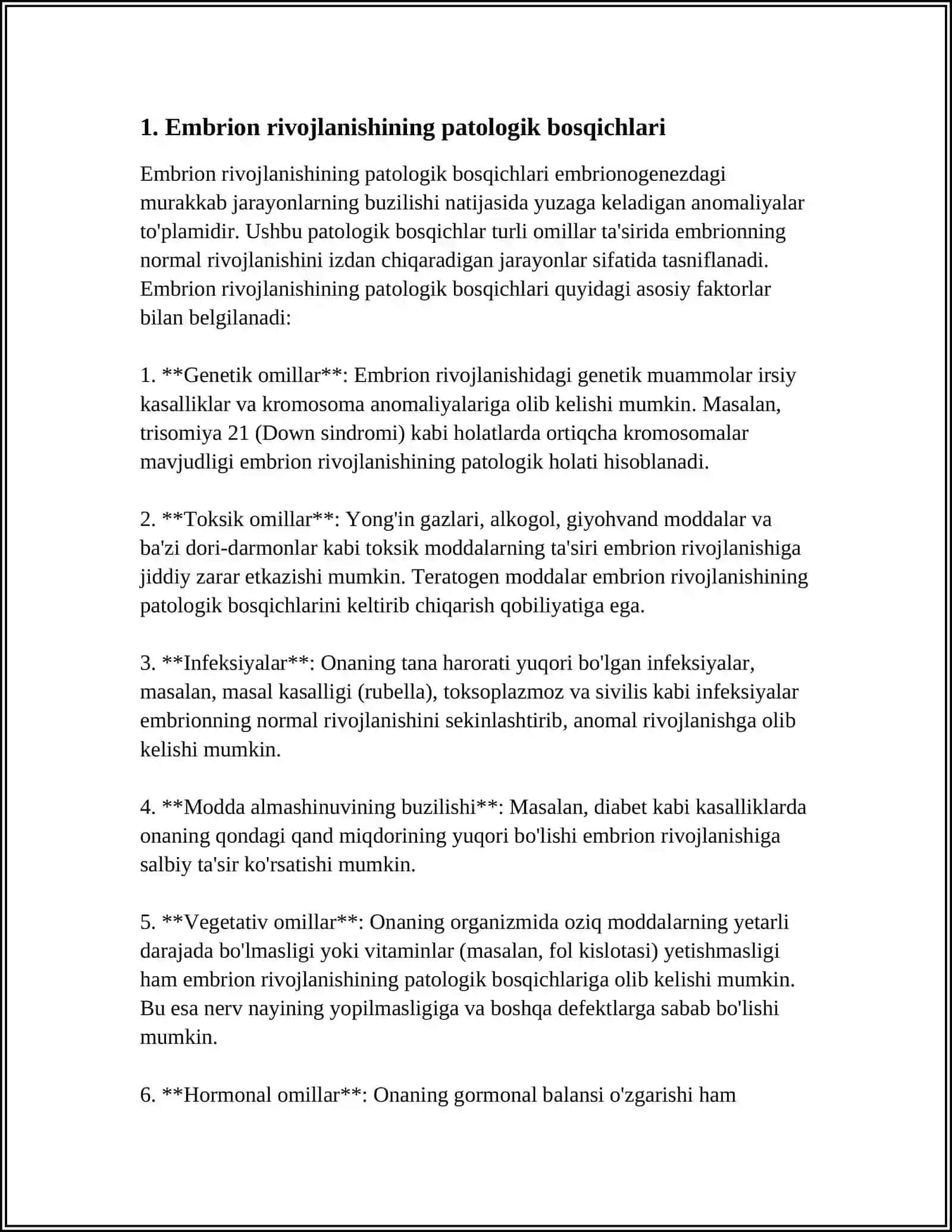 EMBRIOGENEZ PATOLOGIYASI 3