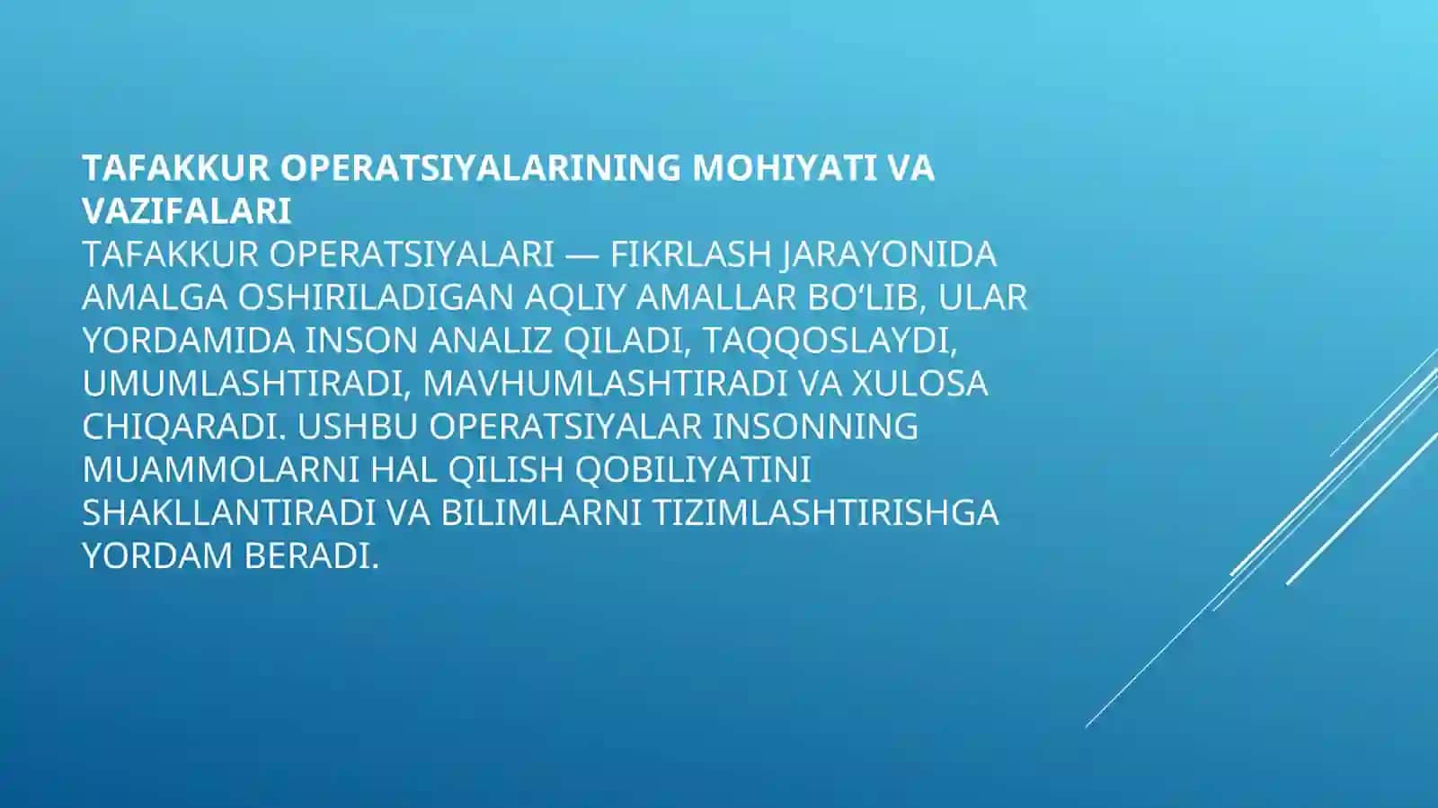 TAFAKKUR OPERATSIYALARI 3