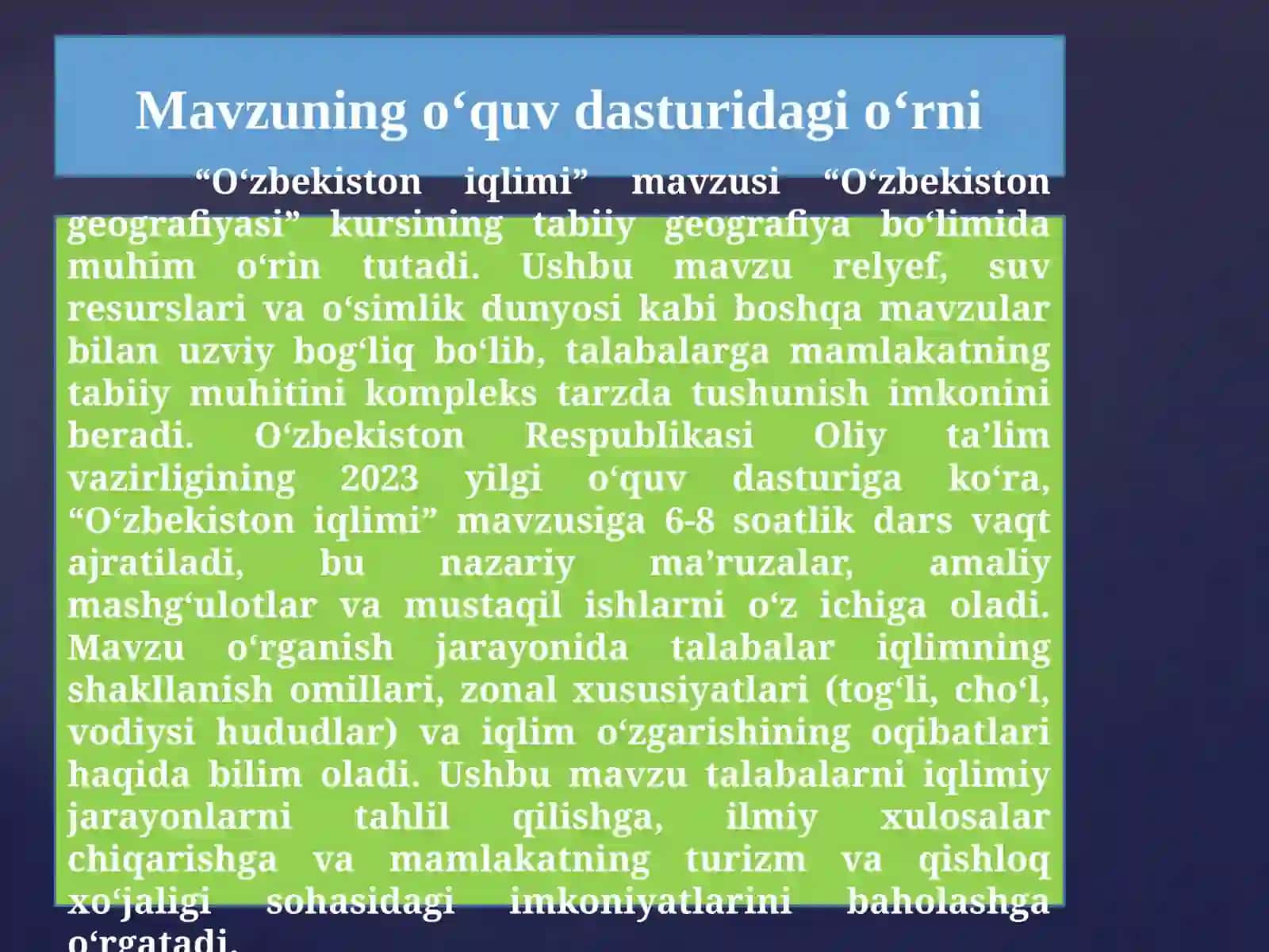 O‘zbekistoni iqlimi kursi 3