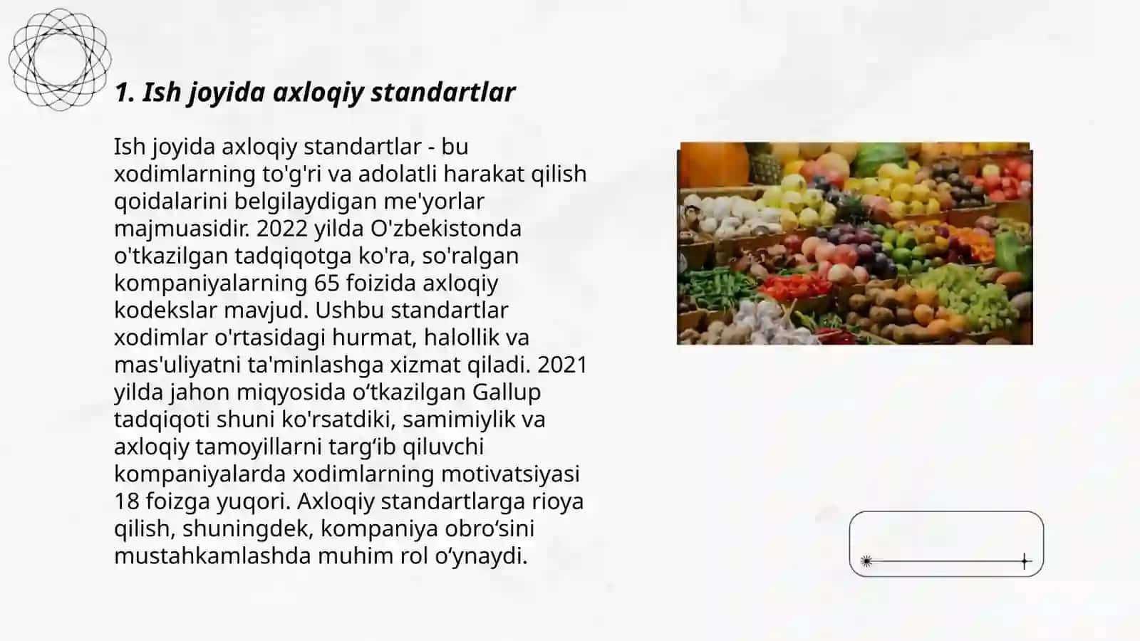 Ish joyida axloqiy standartlar 3