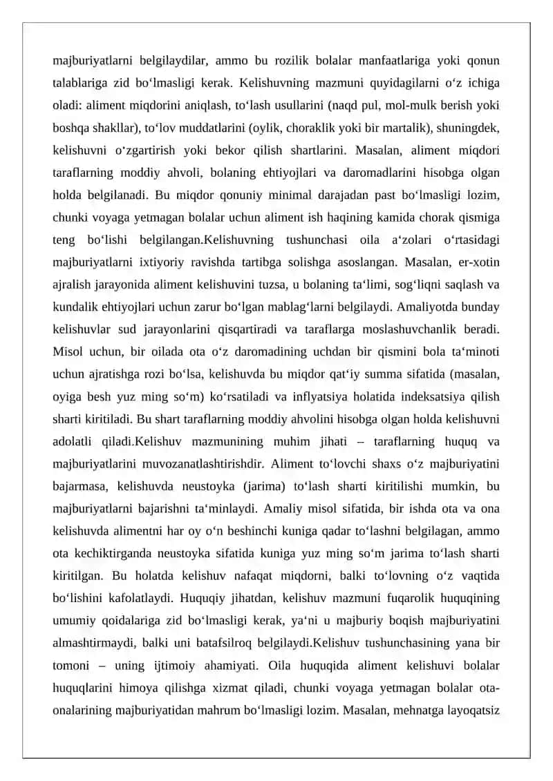 Aliment to‘lash to‘g‘risidagi kelishuv 3