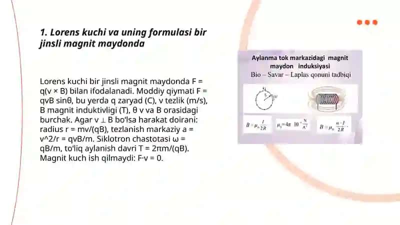 Bir jinsli magnit maydonida zaryadli zarralar harakati 3
