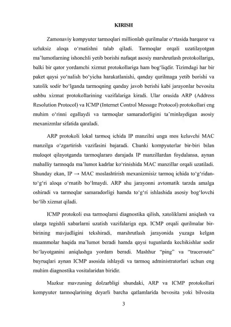 ARP va ICMP protokollarining ishlash tamoyillari 3