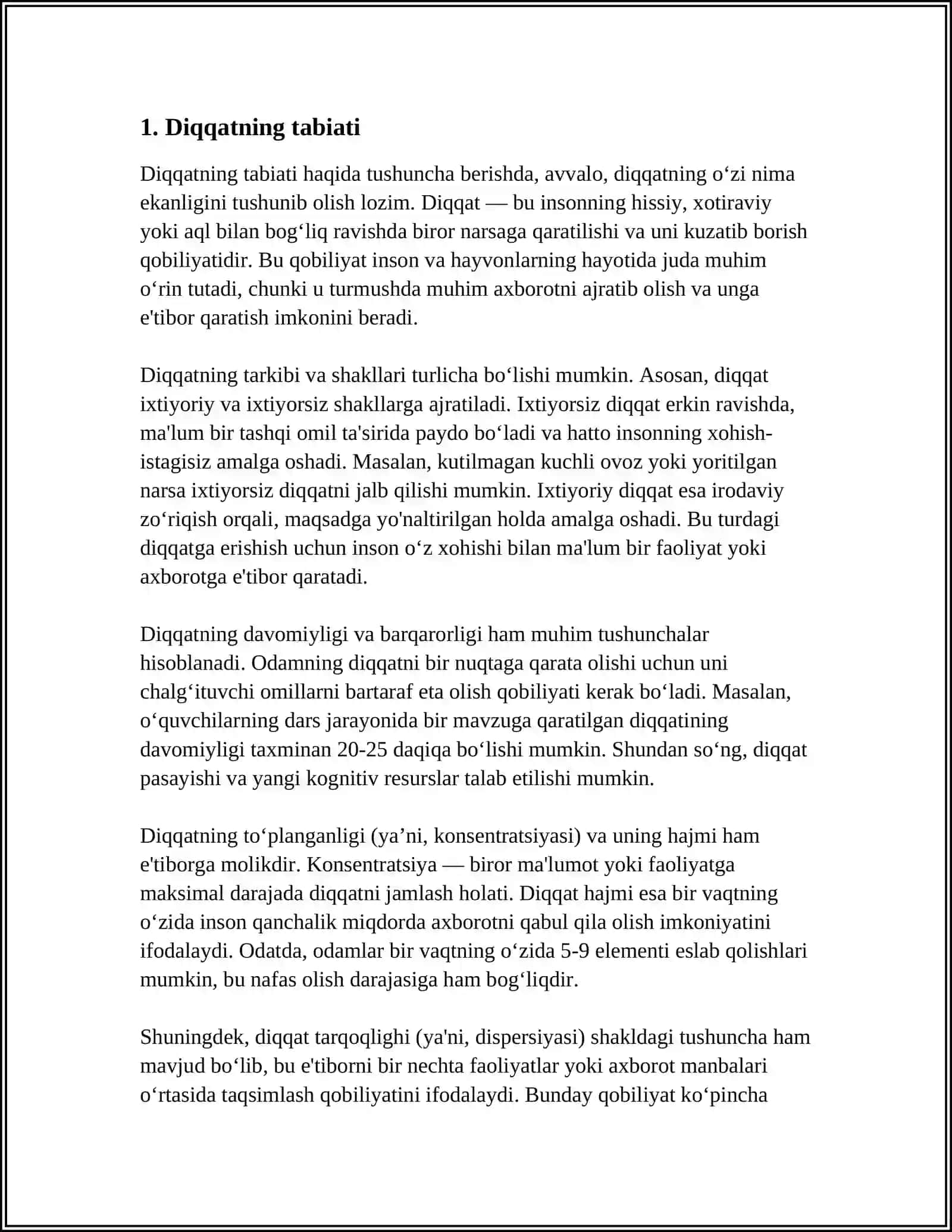 DIQQAT TURLARI VA HUSUSIYATLARI 3