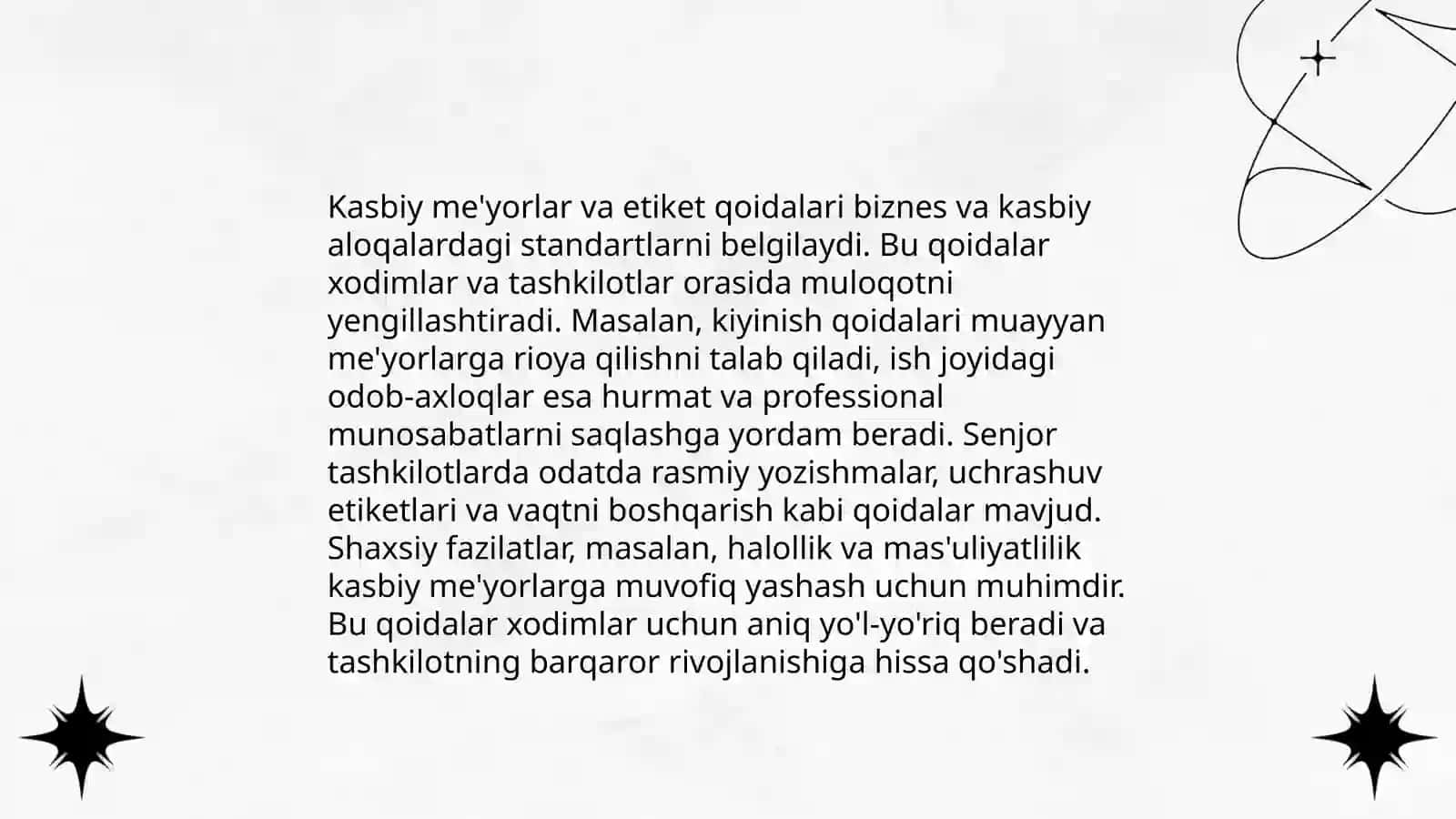 Kasbiy me'yorlar va etiket qoidalari 3
