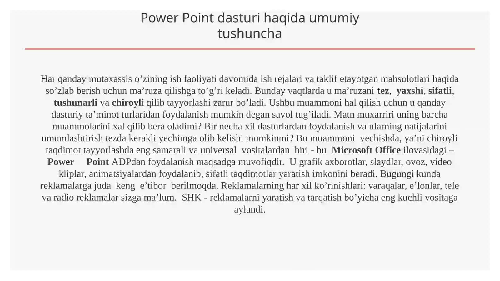 Power Point dasturi yordamida taqdimot yaratish 3