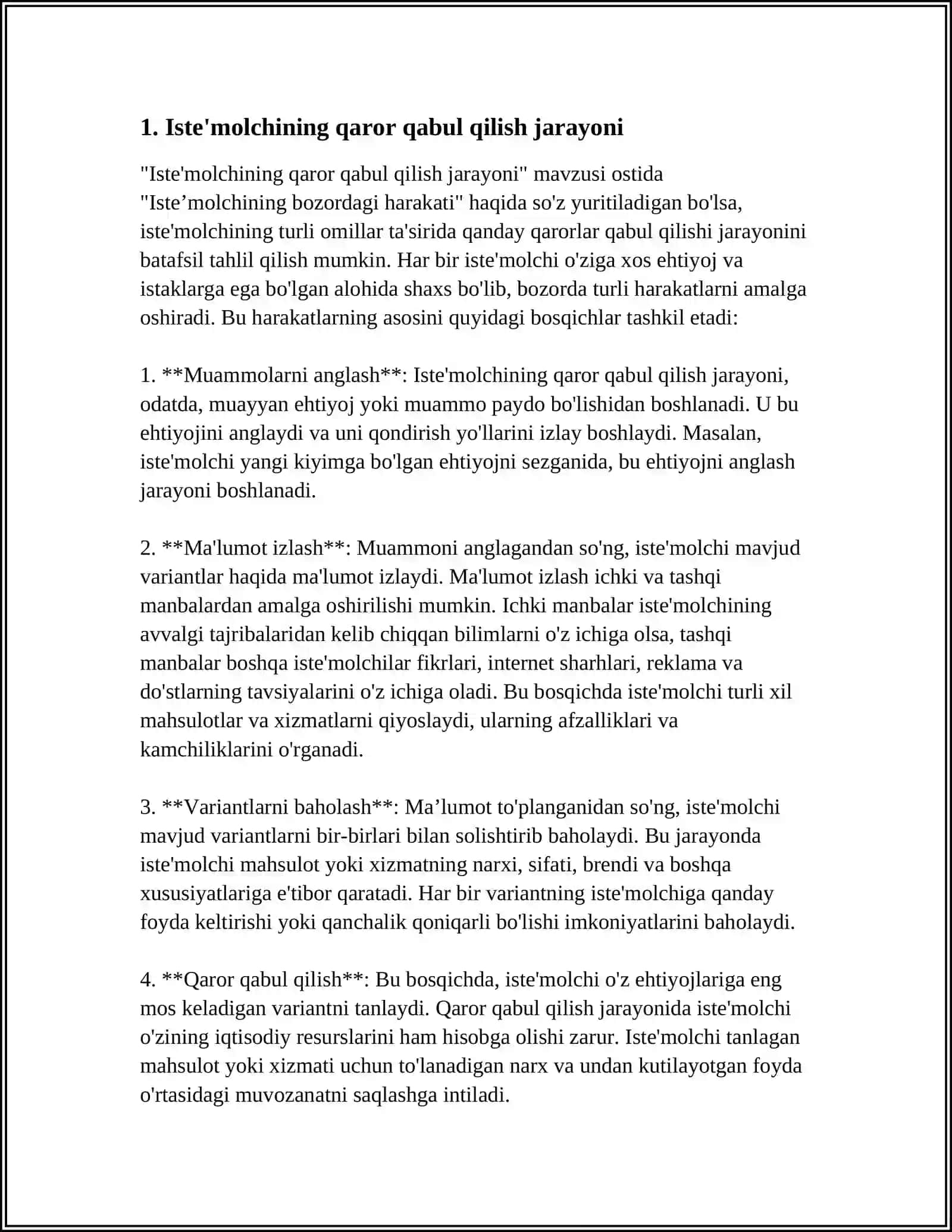 ISTEʼMOLCHINING BOZORDAGI HARAKATI 3