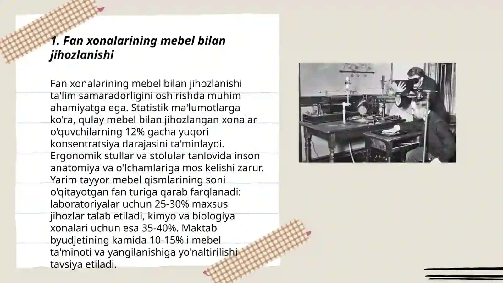 Fan xonalarining jihozlanishini ôrganish 3