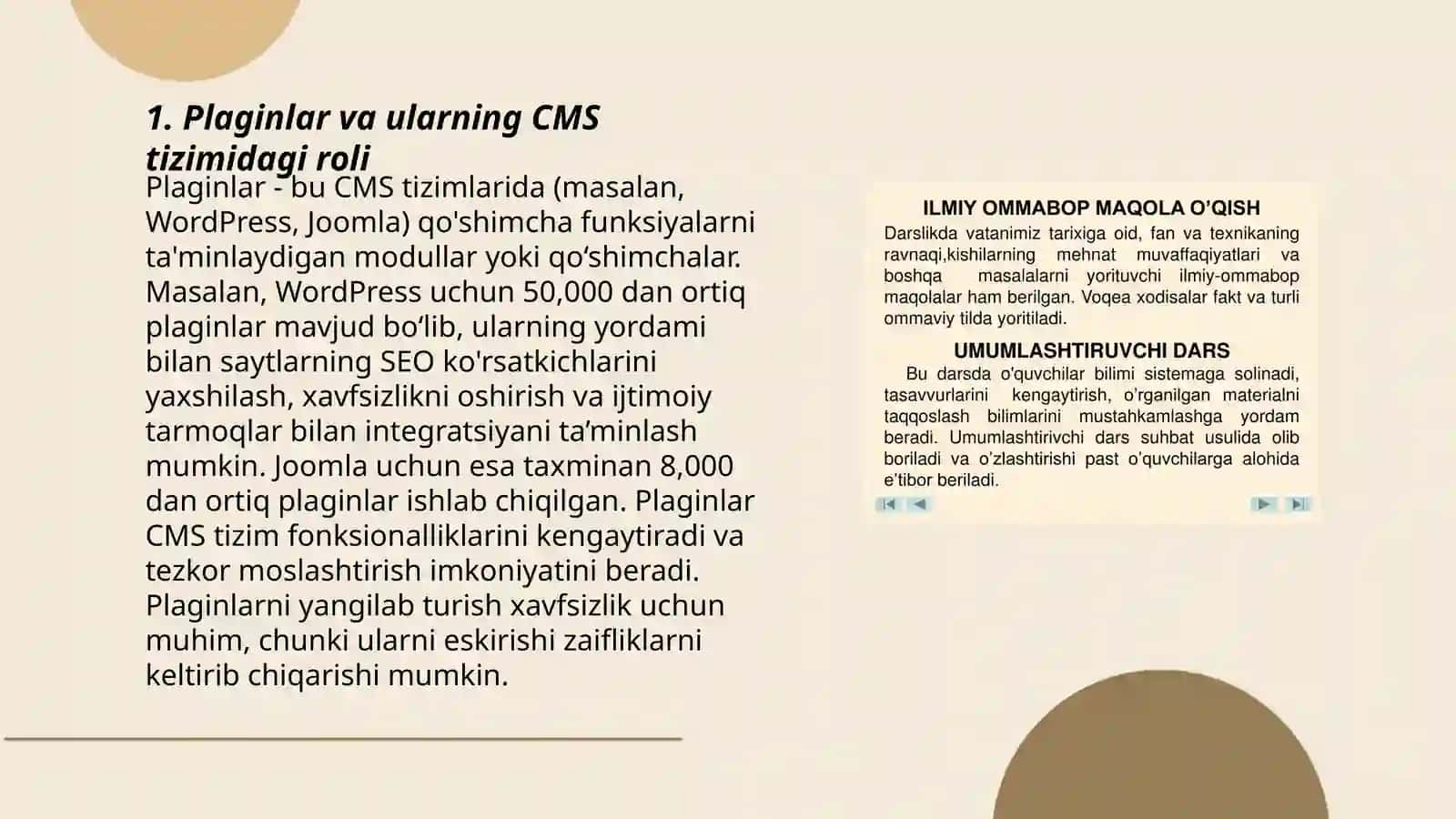 Plaginlar va ularning CMS tizimidagi roli 3