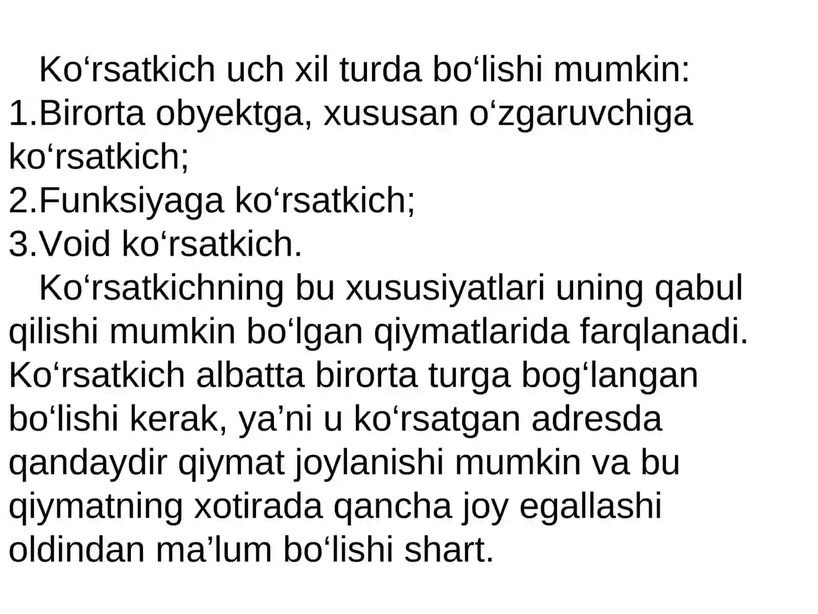 Ko'rsatkichlar 3