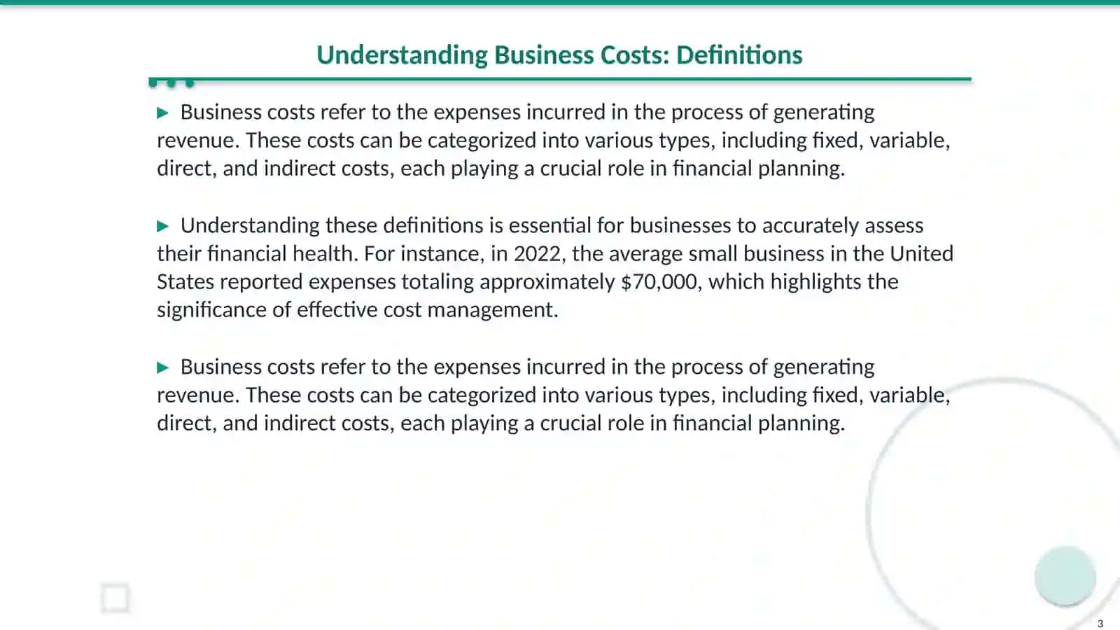 Business costs and cutting costs 3