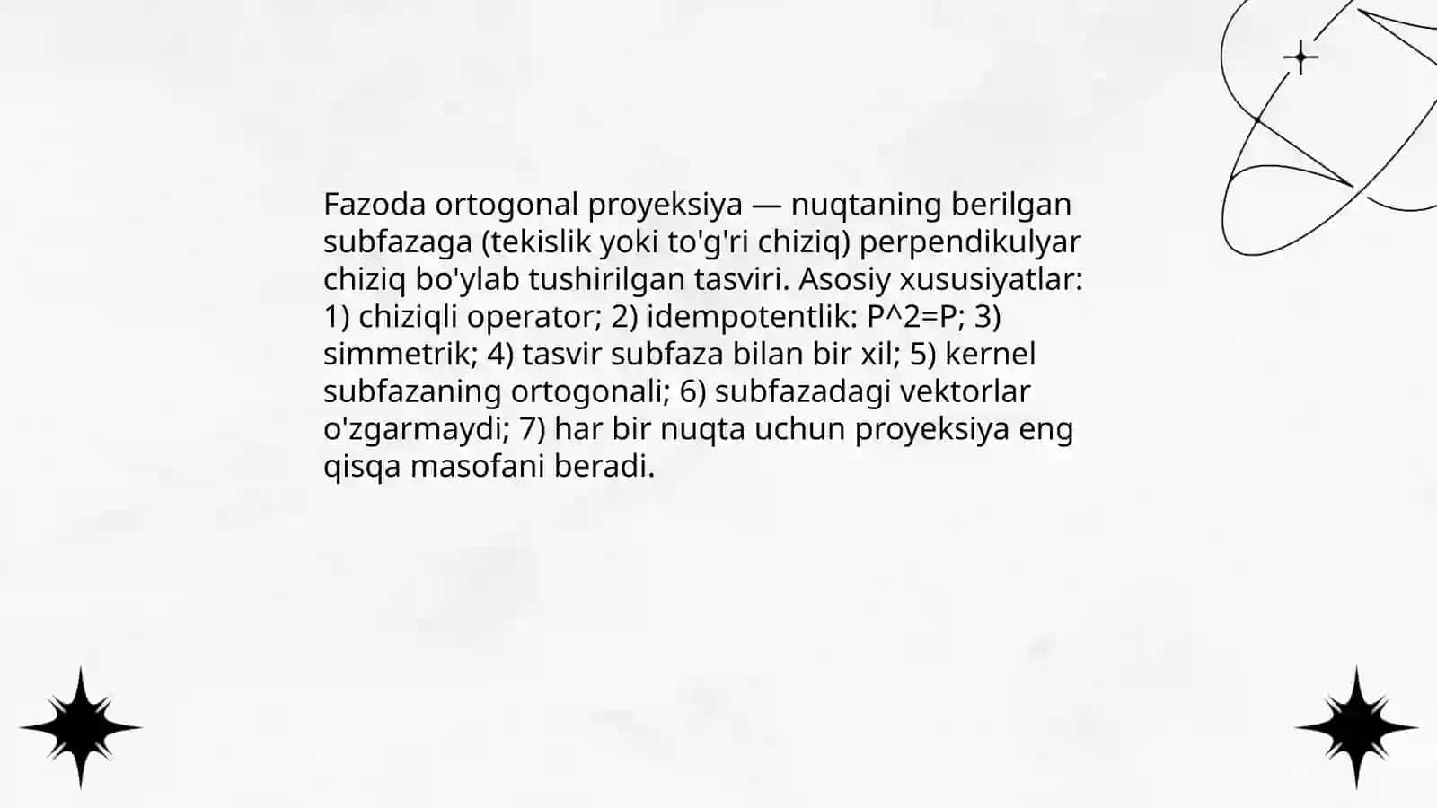 Fazoda ortogonal proyeksiya 3