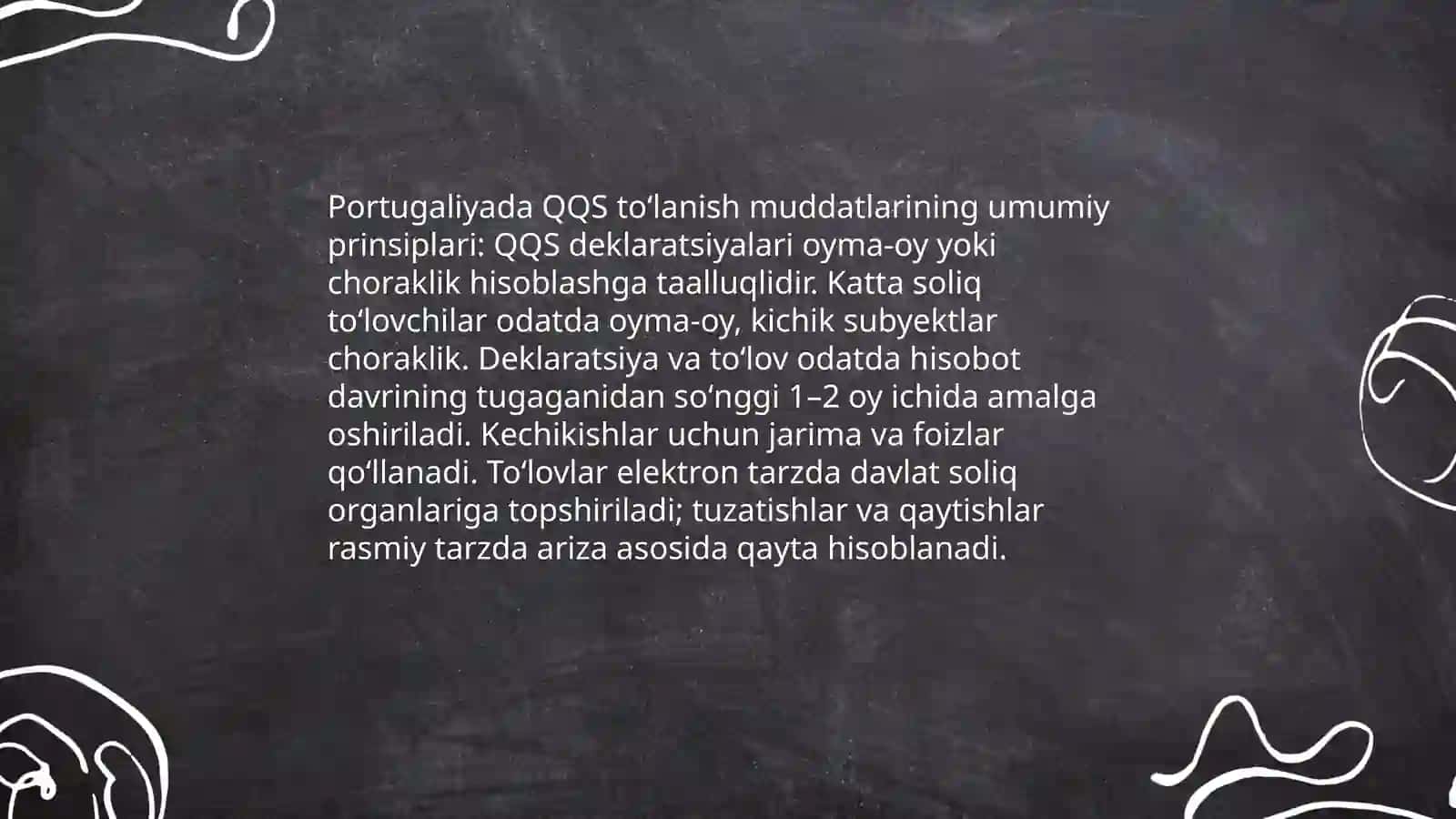 Portugaliyada QQS toʻlanish muddatlarining umumiy prinsiplari 3