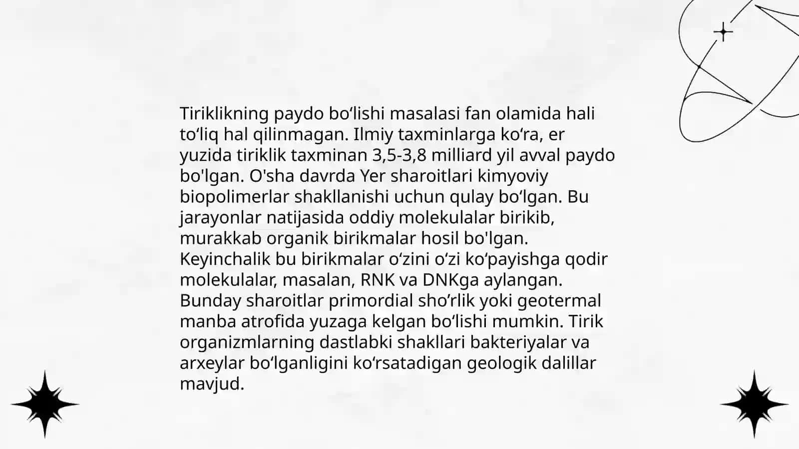 Tiriklikning paydo bo‘lishi 3