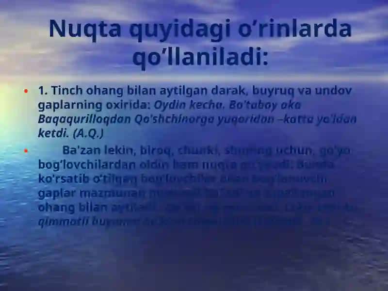 Tinish belgilarining ishlatilishi 3