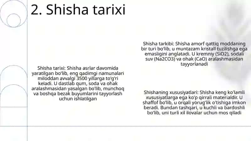 Shishaning Tuzilishi, Tarkibi, Xossalarini O‘Rganish 3