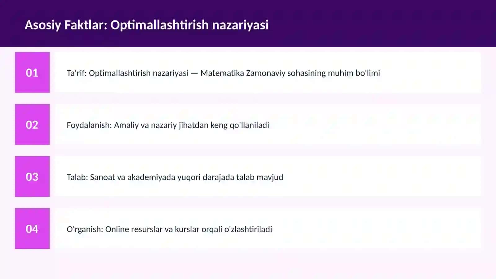 Optimallashtirish nazariyasi 3