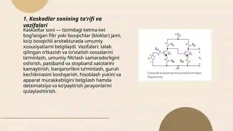 Kaskadlar soni va detsimatsiyalash qadamini aniqlash 3