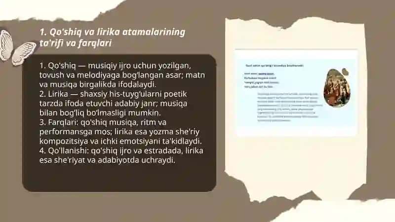 Qo'shiq va lirika atamalari haqida 3
