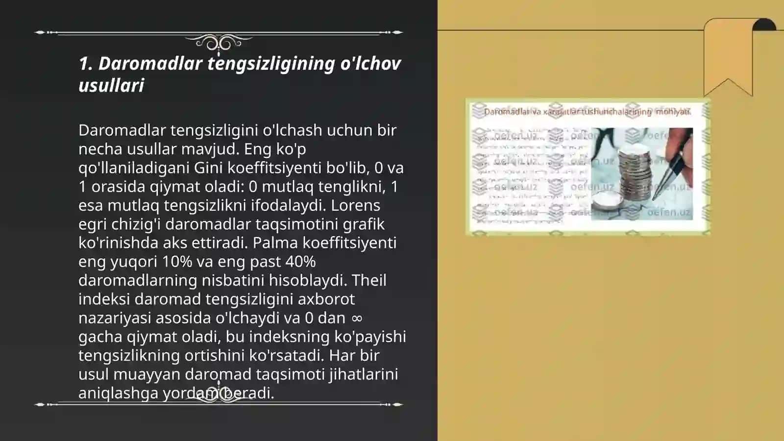 Daromadlar tengsizligi va uning darajasini aniqlash 3